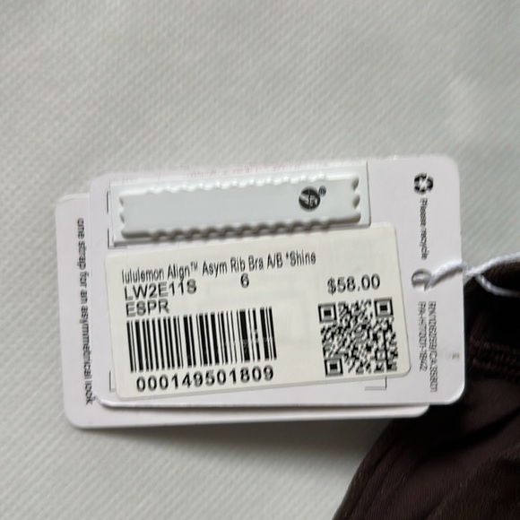 LULULEMON ALIGN ASYMMETRICAL RIBBED BRA *SHINE IN ESPRESSO SZ 6 NWT - Picture 6 of 8